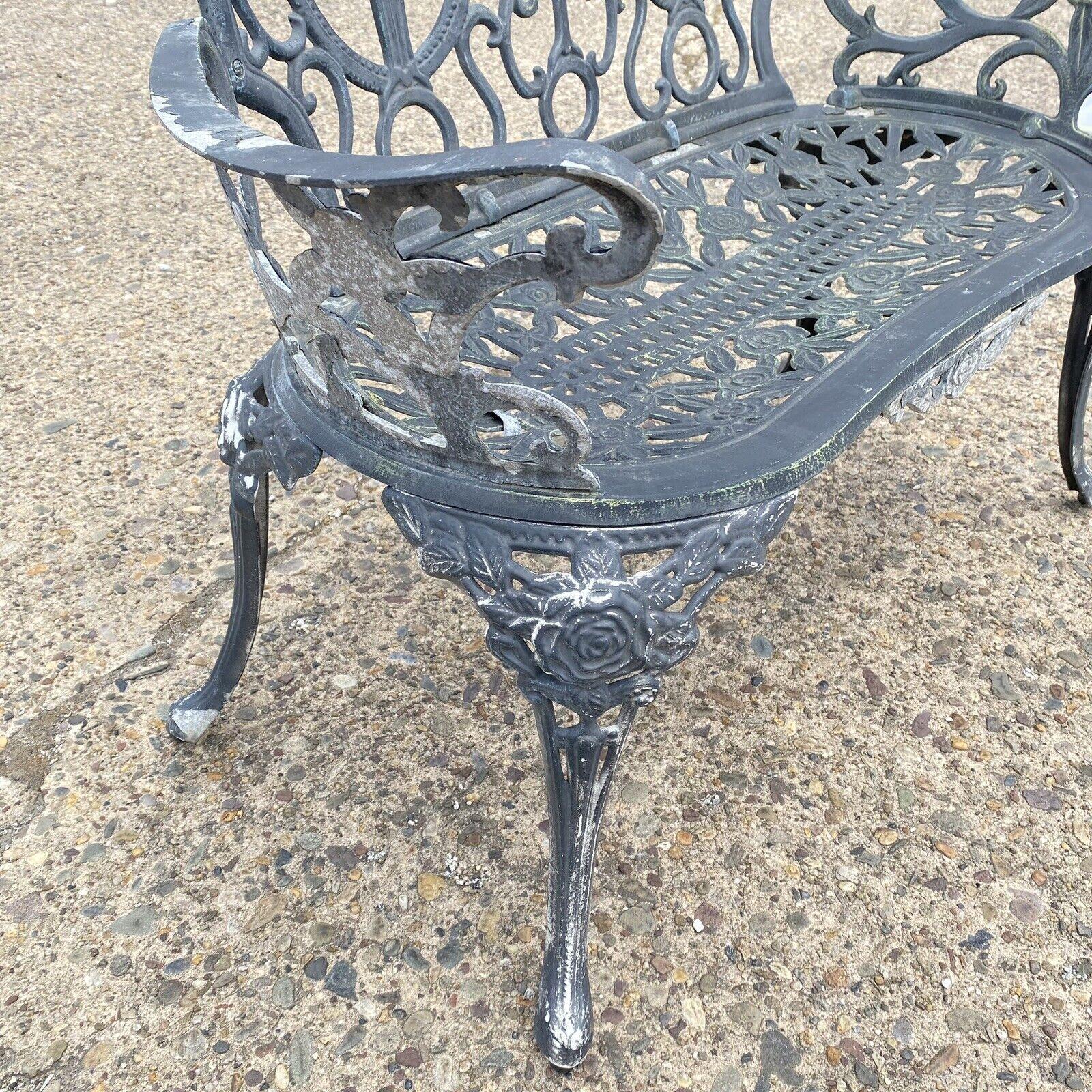Contemporary Cast Aluminum Floral French Style Flower Garden Patio Outdoor Bench Loveseat For Sale