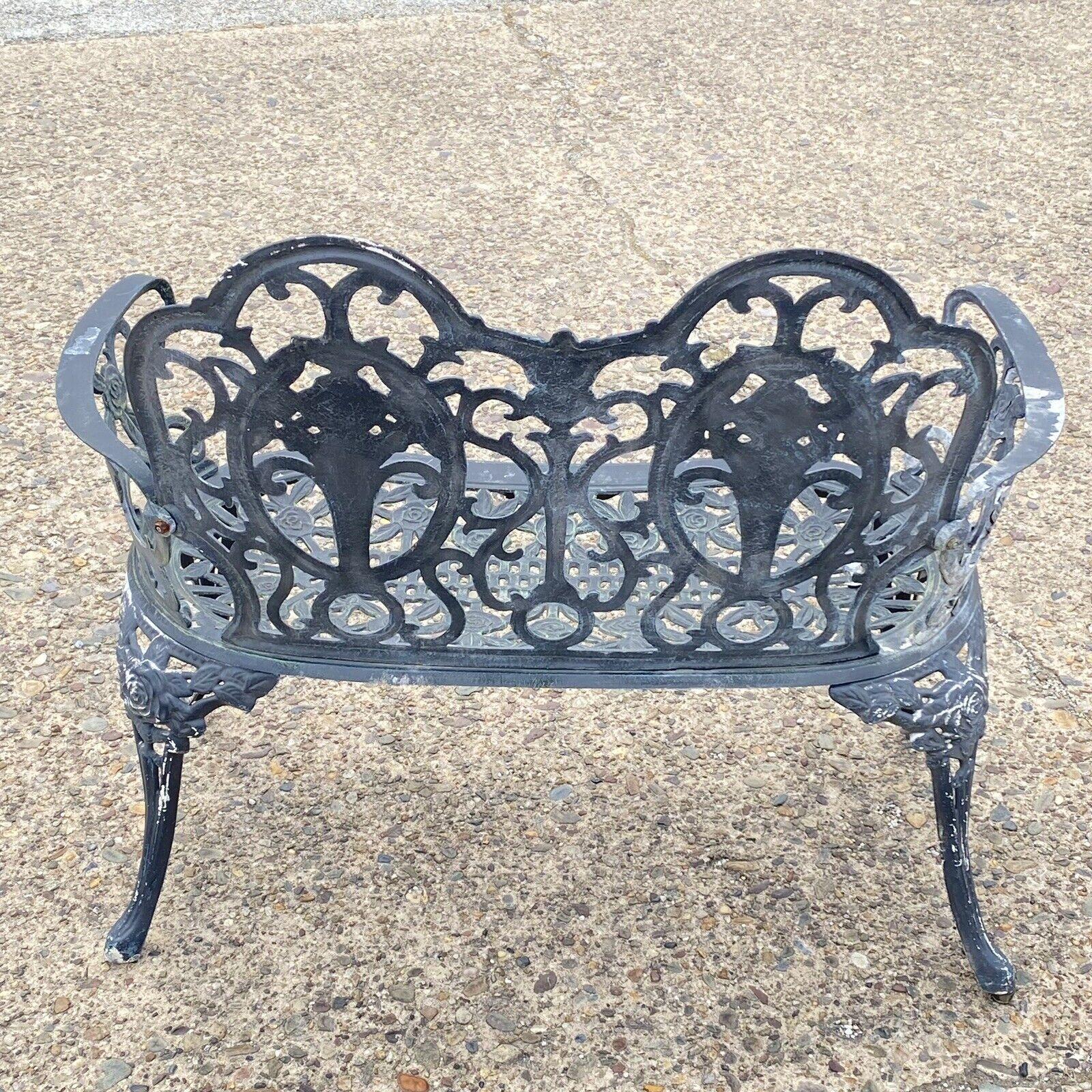 Cast Aluminum Floral French Style Flower Garden Patio Outdoor Bench Loveseat For Sale 3