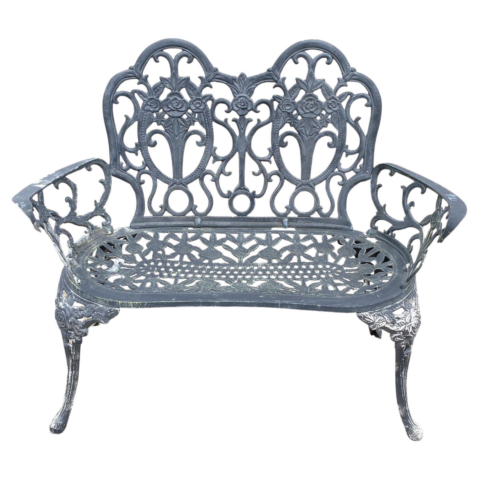 Loveseat d'extérieur en aluminium coulé de style floral français pour jardin et extérieur