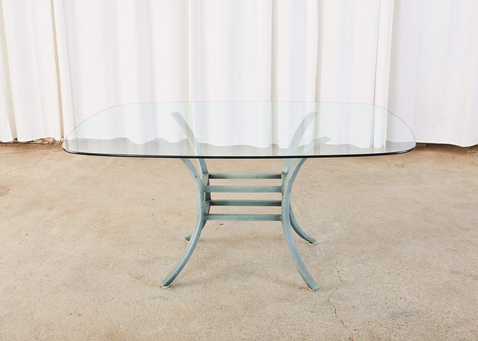 Neoclassical Cast Aluminum Garden Dining Table with Verdigris Finish