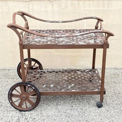 Cast Aluminum Garden Patio Terrace Lattice Serving Bar Table Pool Tea Cart