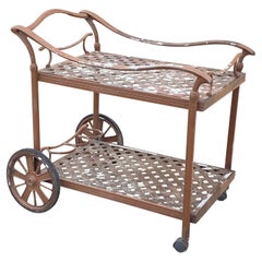 Cast Aluminum Garden Patio Terrace Lattice Serving Bar Table Pool Tea Cart