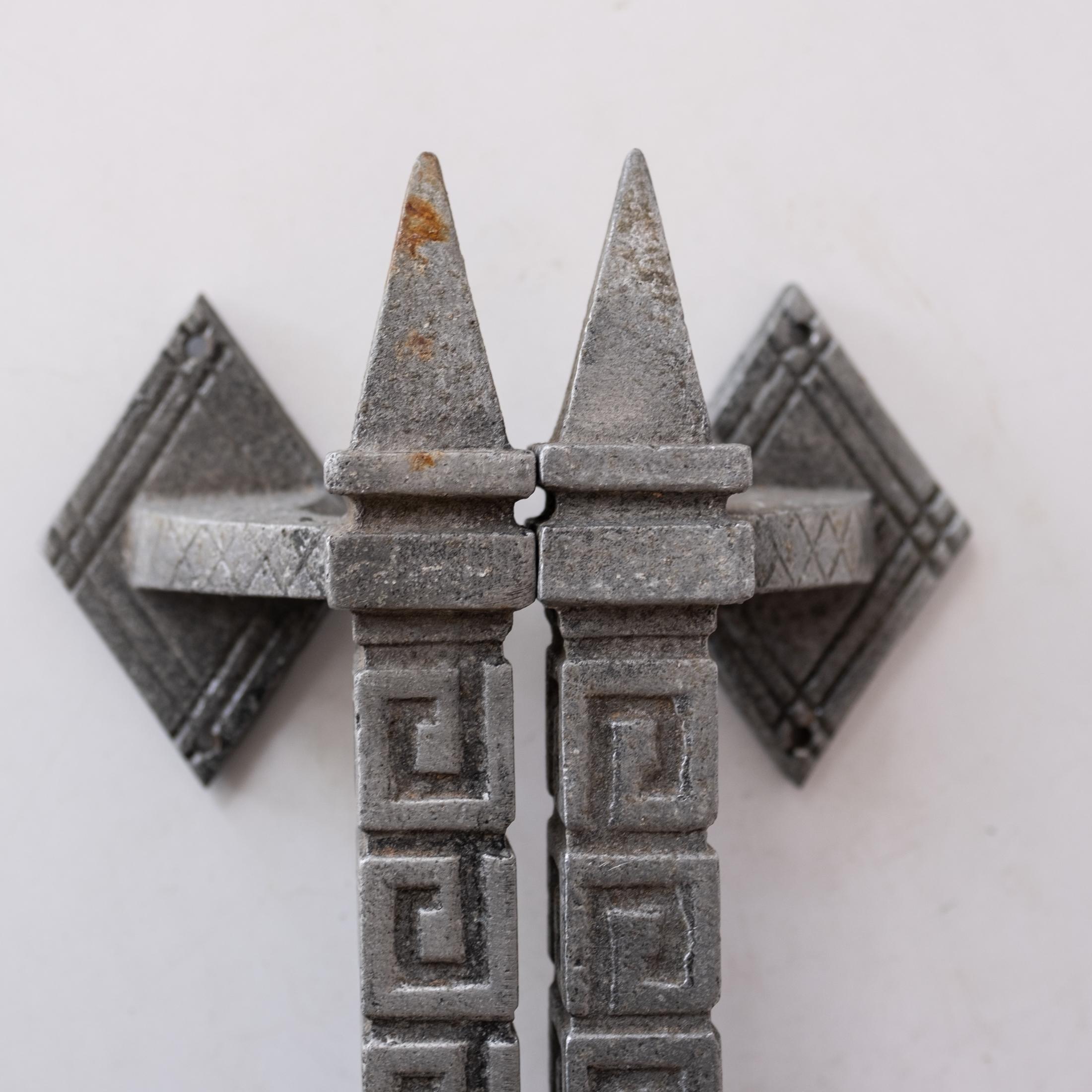 Mid-Century Modern Cast Aluminum Large Door or Gate Pulls in the Style of Frank Lloyd Wright  For Sale
