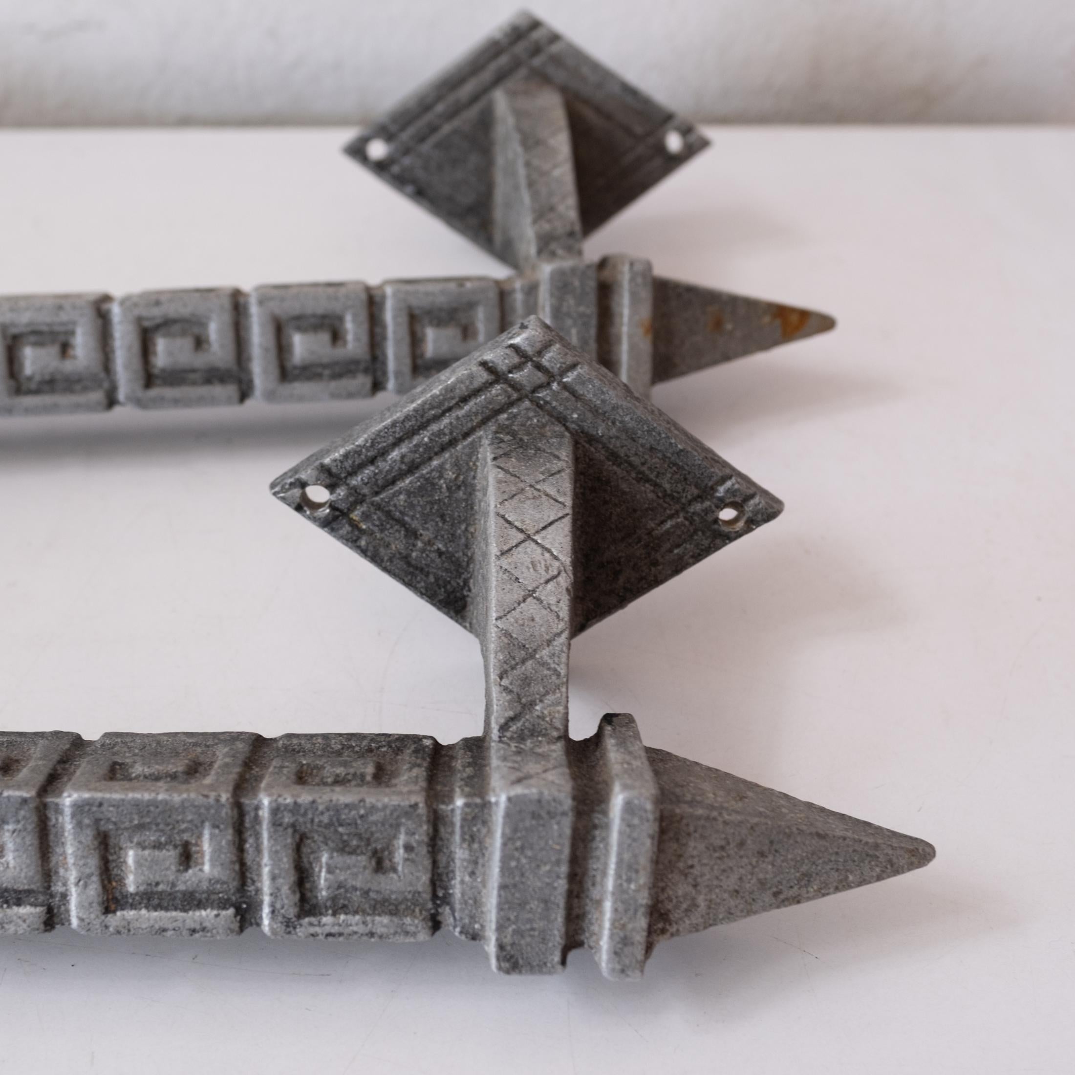 Cast Aluminum Large Door or Gate Pulls in the Style of Frank Lloyd Wright  In Good Condition For Sale In San Diego, CA