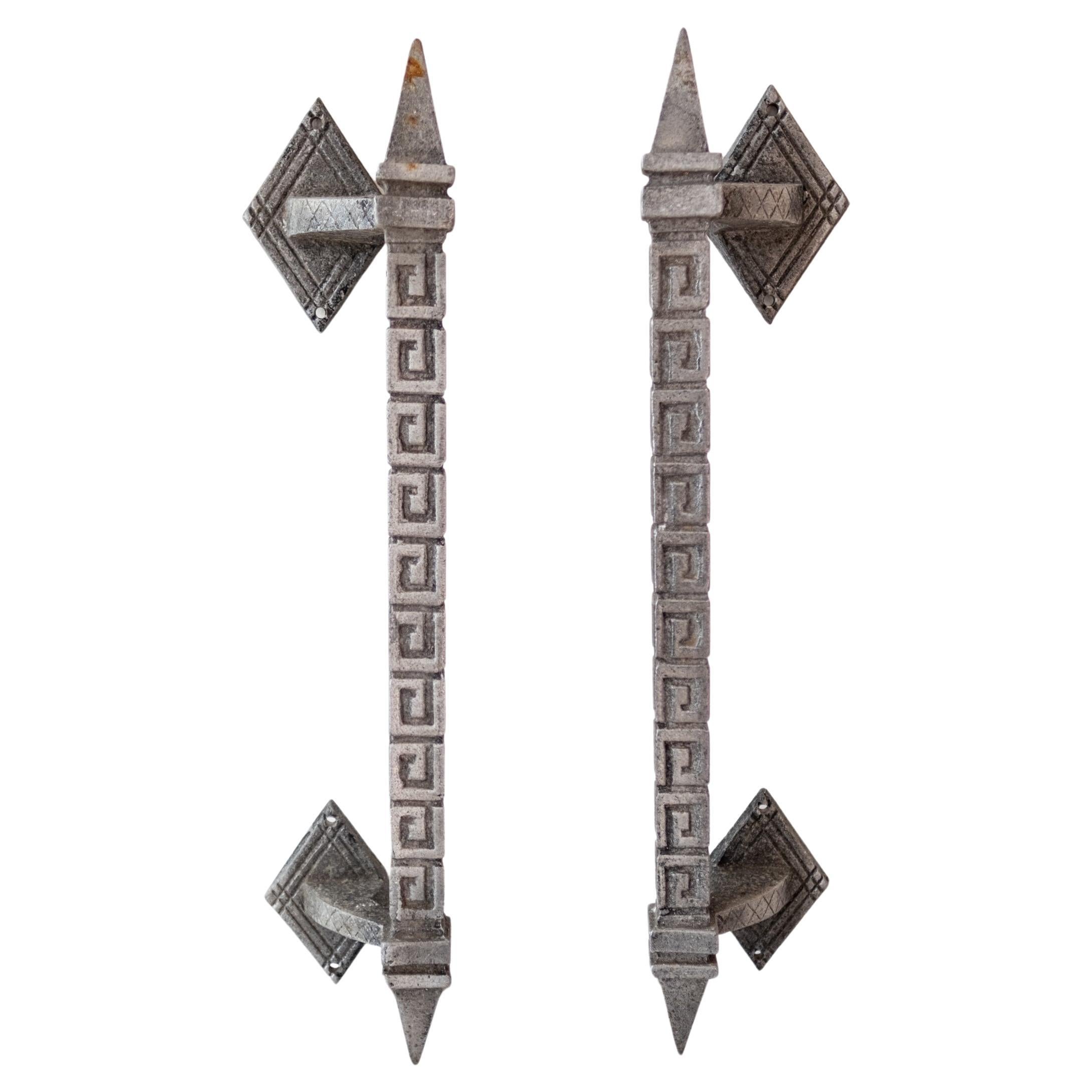 Cast Aluminum Large Door or Gate Pulls in the Style of Frank Lloyd Wright