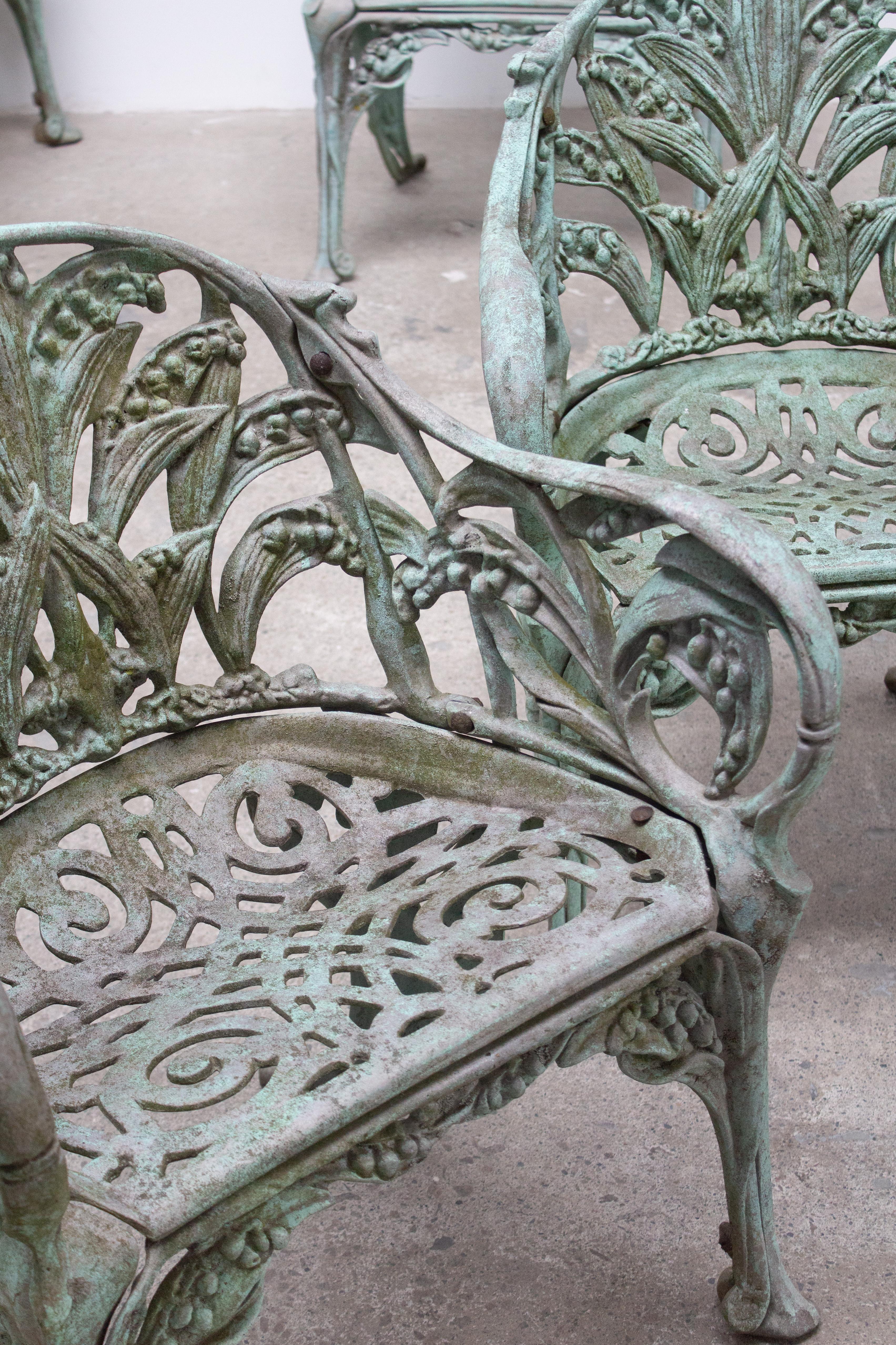 Unknown Cast Aluminum ‘Lily of the Valley’ Garden Chairs, a Set of 4 For Sale