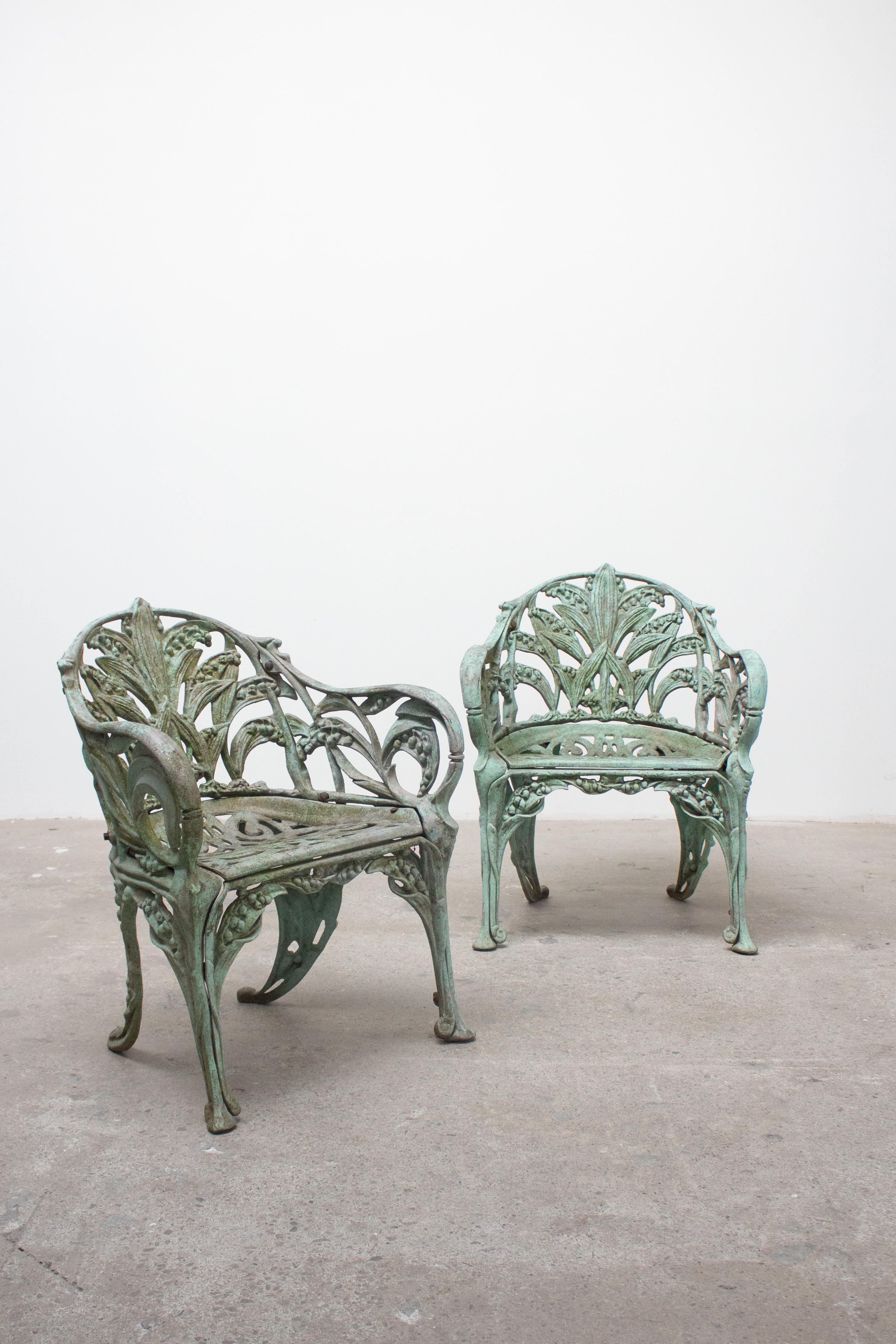Cast Aluminum ‘Lily of the Valley’ Garden Chairs, a Set of 4 For Sale 1