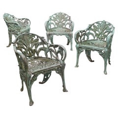 Cast Aluminum ‘Lily of the Valley’ Garden Chairs, a Set of 4