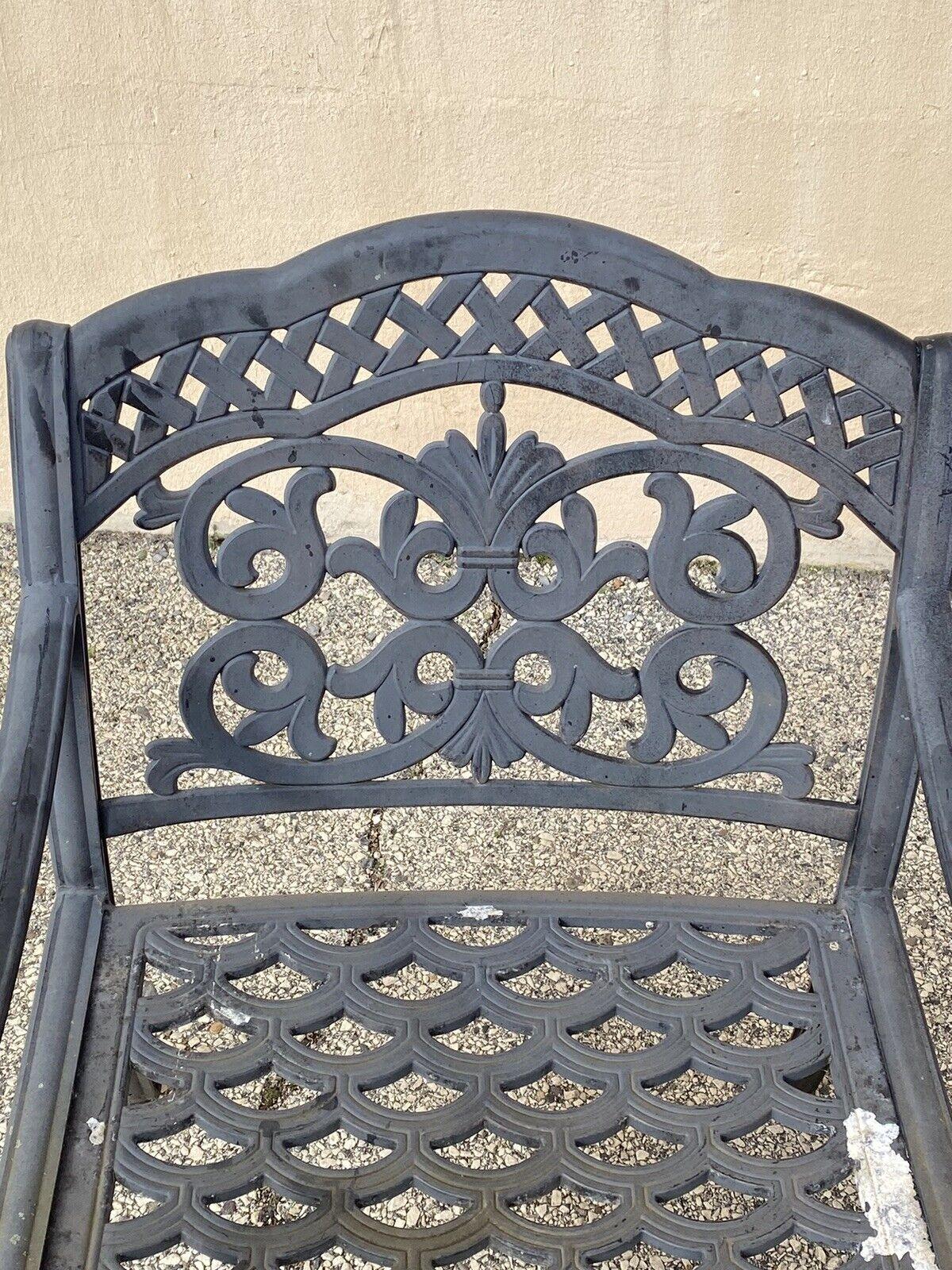 Classical Greek Cast Aluminum Mediterranean Tuscan Scrolling Garden Patio Club Chairs - a Pair For Sale