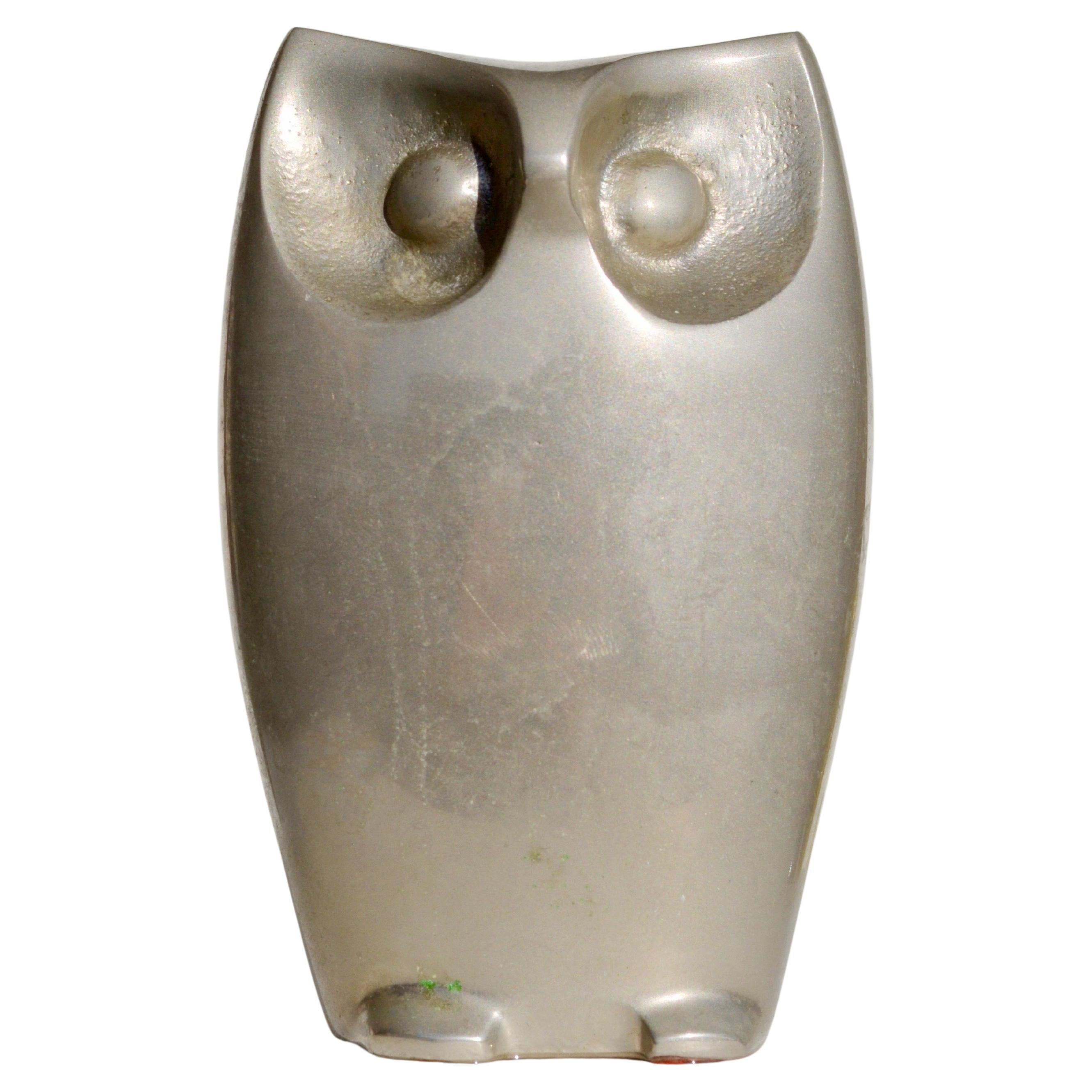 Scultura di gufo in alluminio fuso, Francia, anni 
70