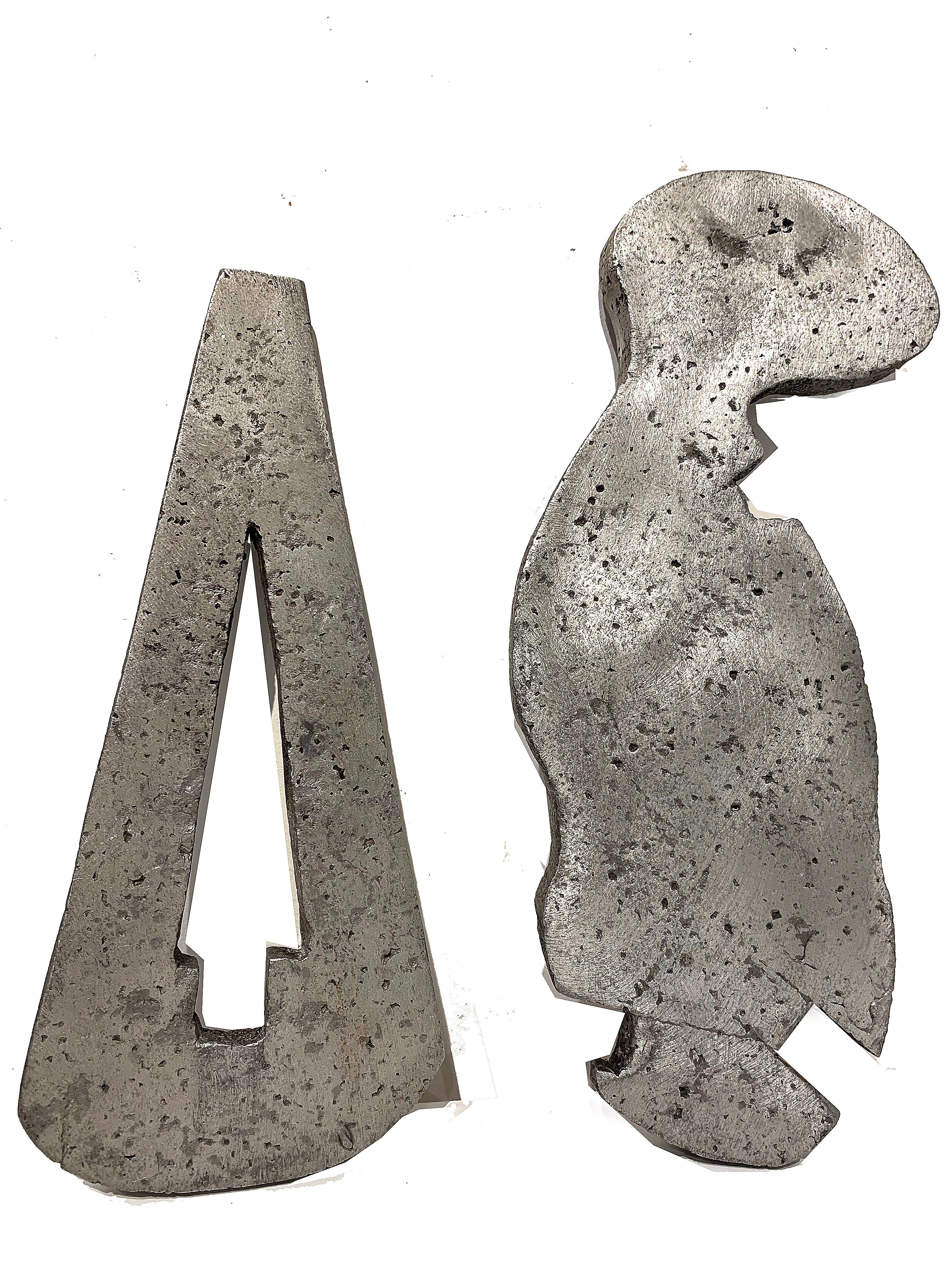 Cast Aluminum Puzzle Bird Sculpture In Good Condition For Sale In San Diego, CA