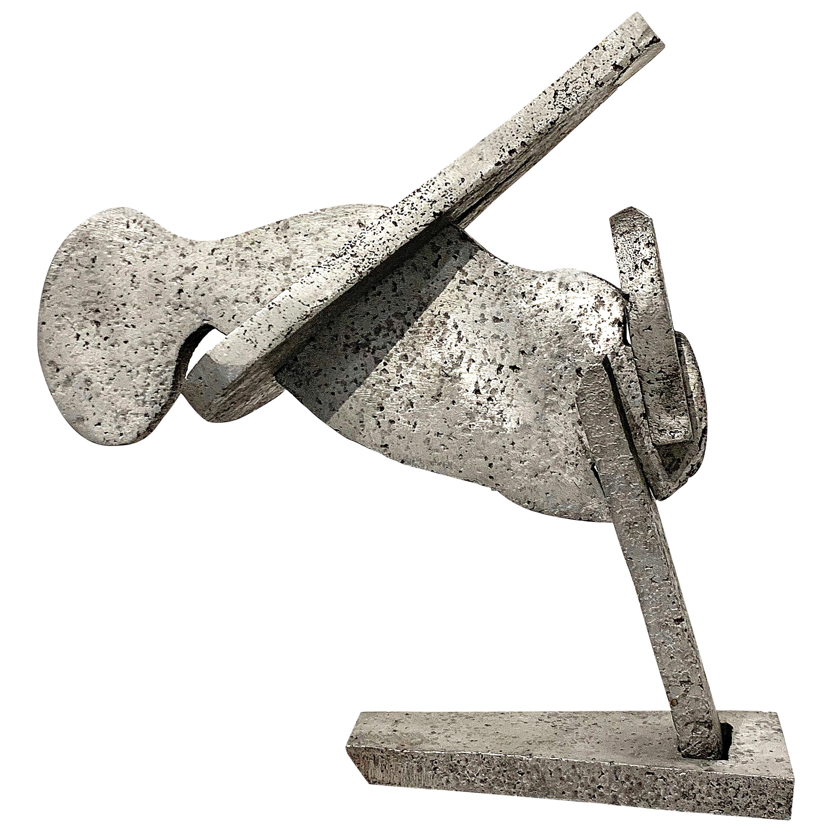 Sculpture d'oiseau puzzle en aluminium moulé