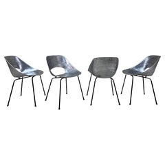 Cast Aluminum Tulipe Chairs by Pierre Guariche for Steiner, Set of 4 Cast Aluminum Tulipe Chairs by Pierre Guariche for Steiner, Set of 4