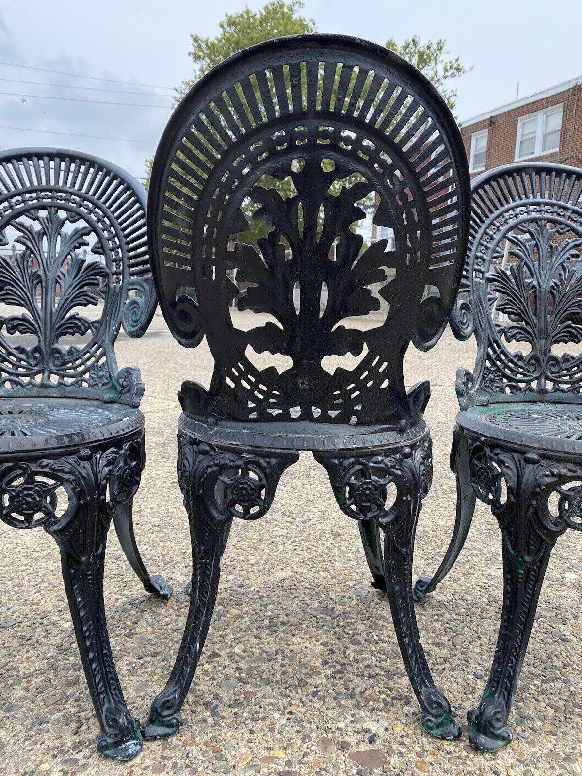 Cast Aluminum Victorian Style Garden Patio Bistro Side Chairs - Set of 3 6