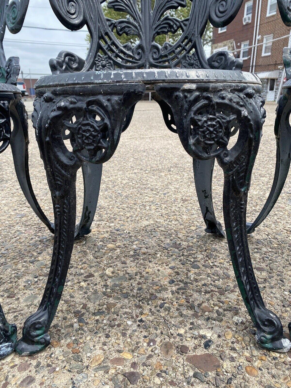 Cast Aluminum Victorian Style Garden Patio Bistro Side Chairs - Set of 3 1