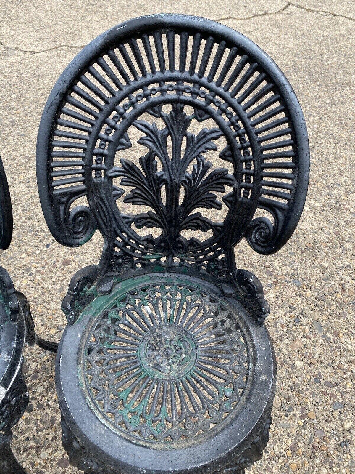 Cast Aluminum Victorian Style Garden Patio Bistro Side Chairs - Set of 3 2