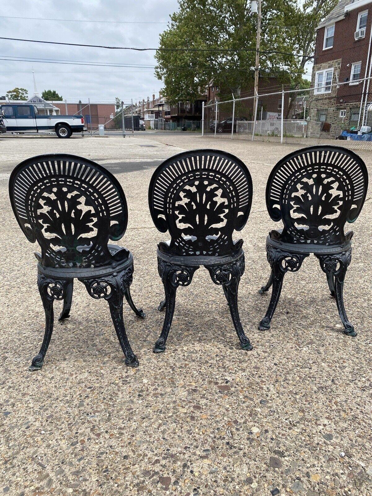 Cast Aluminum Victorian Style Garden Patio Bistro Side Chairs - Set of 3 3