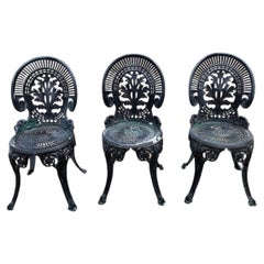 Cast Aluminum Victorian Style Garden Patio Bistro Side Chairs - Set of 3