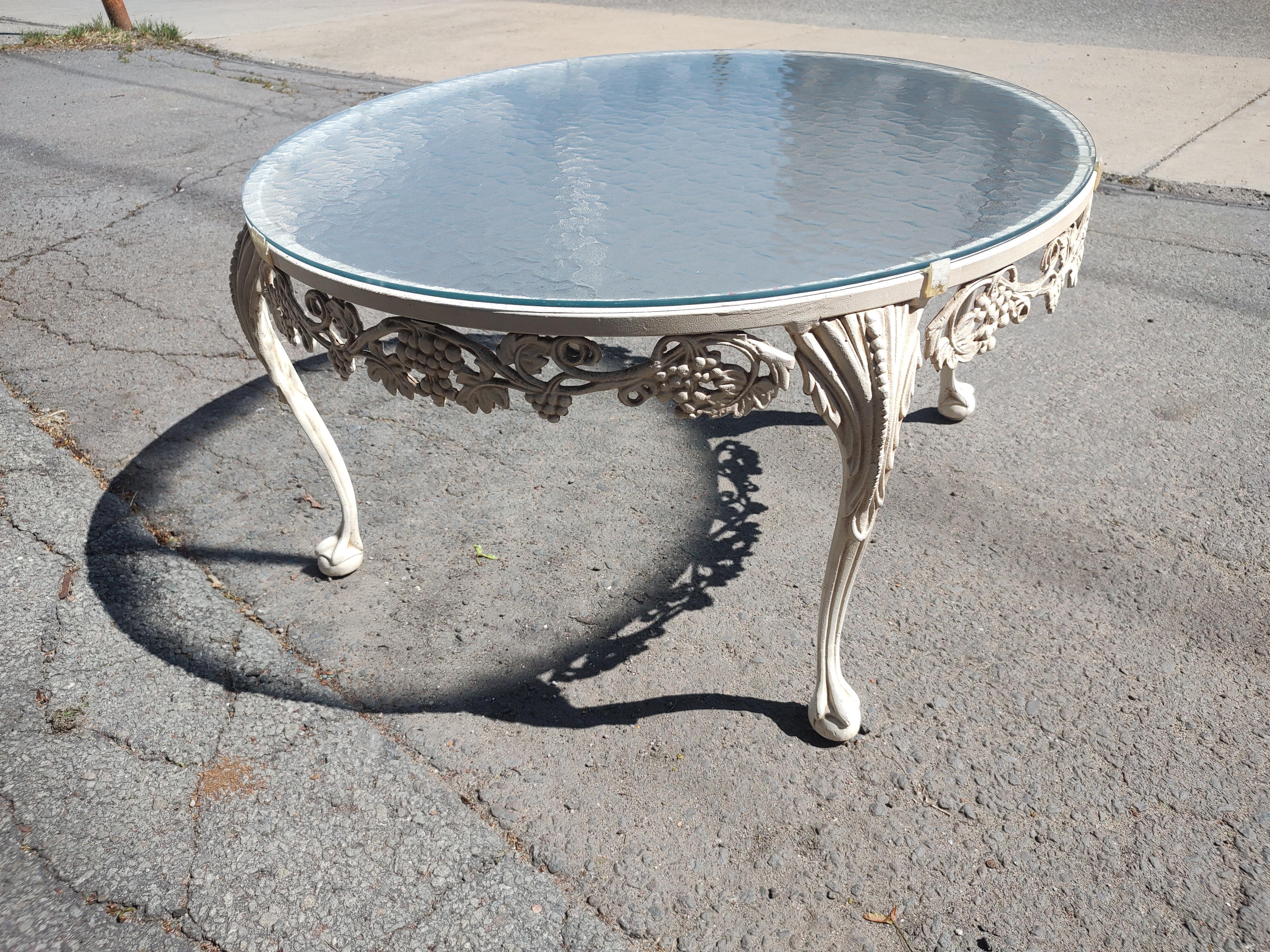 Italian Cast Aluminum with Obscure Glass Top Cocktail Table by Molla of Italy For Sale