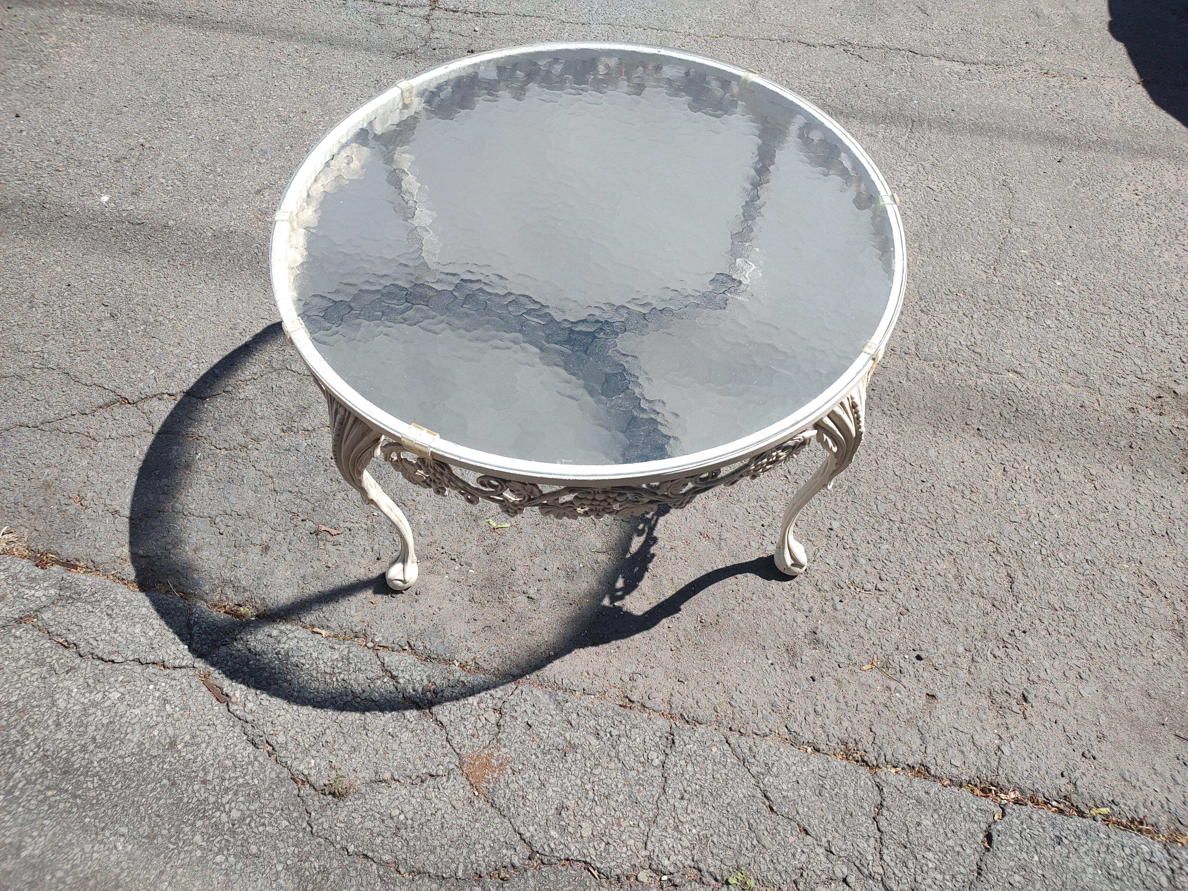 Cast Aluminum with Obscure Glass Top Cocktail Table by Molla of Italy In Good Condition For Sale In Port Jervis, NY