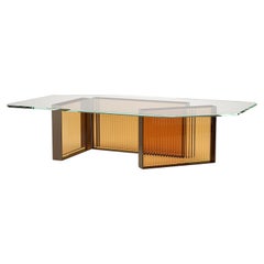Cast Amber Glass and Metal Coffee Table. "Aurora Table III" by Lauren Rottet