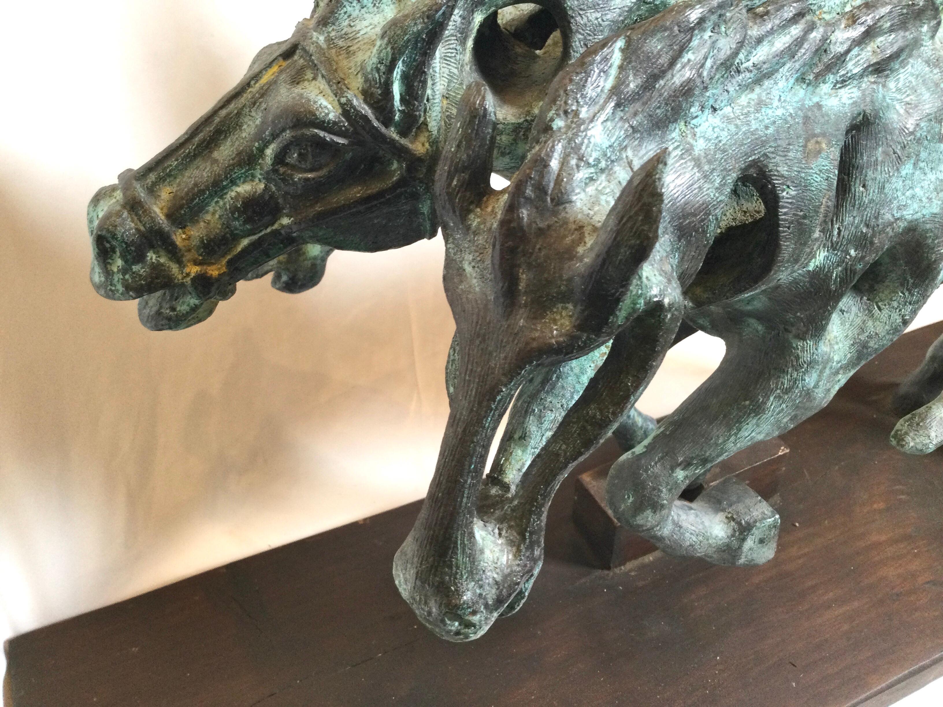 Cast and Aged Bronze Surrealist Horse Sculpture, Signed Gogy 4