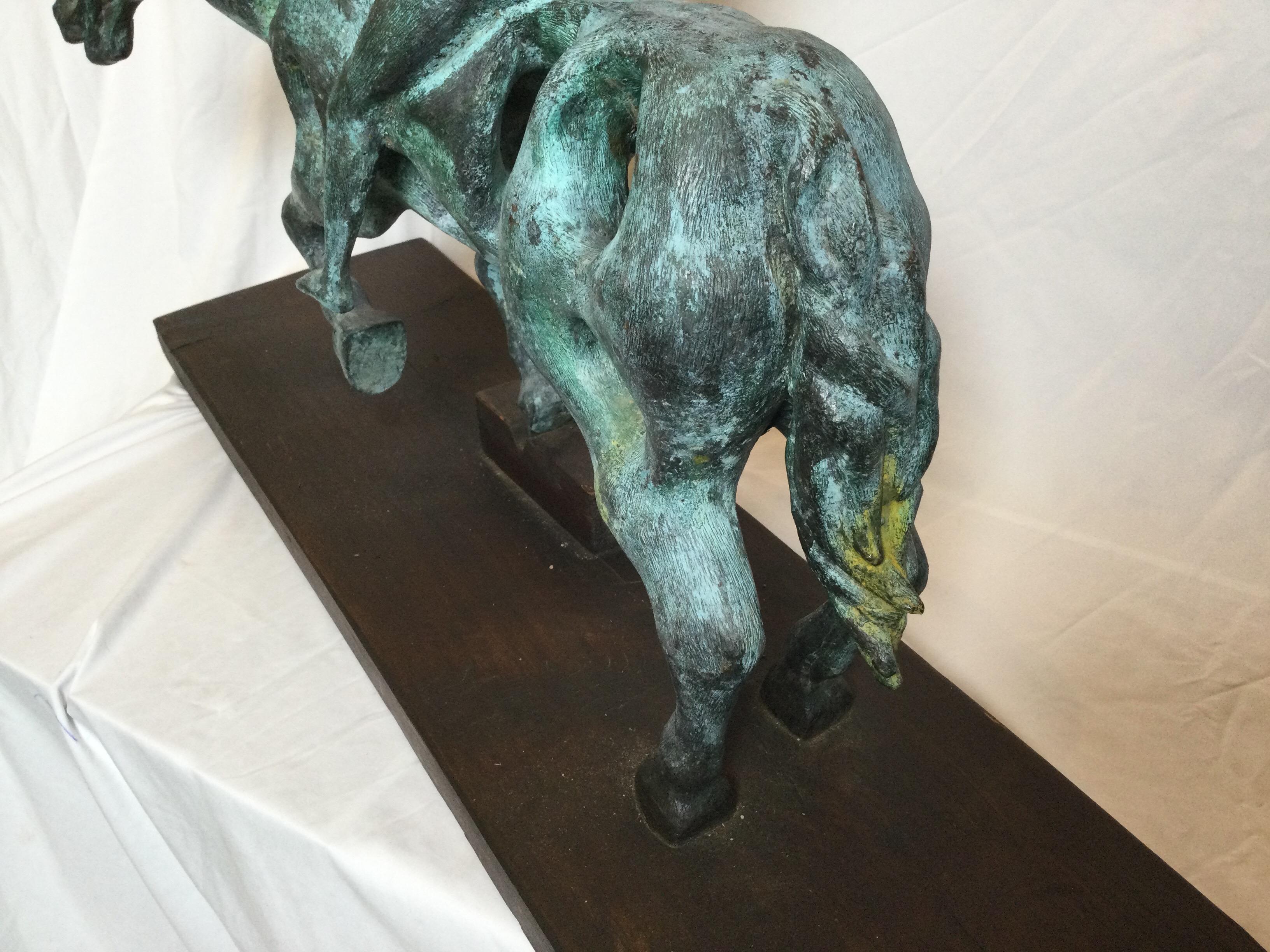 Cast and Aged Bronze Surrealist Horse Sculpture, Signed Gogy 3