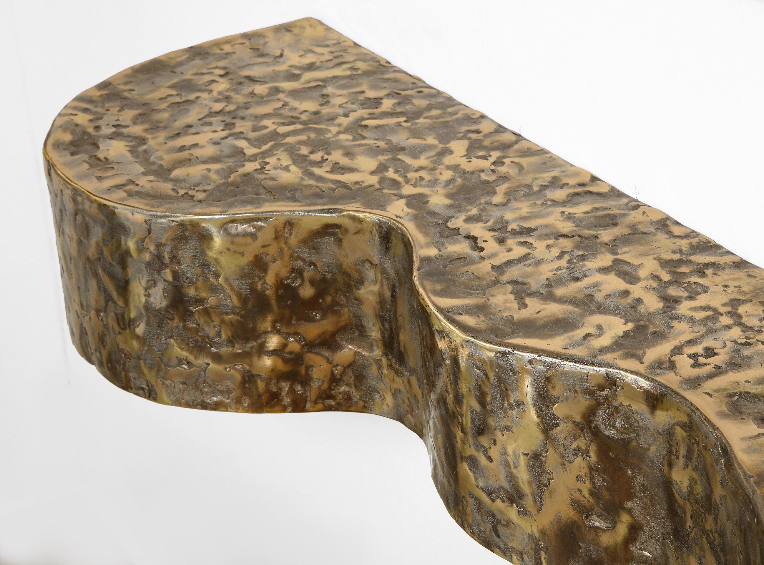 Cast and Fabricated Bronze, Brass and Pewter Floating Console by Silas Seandel 4