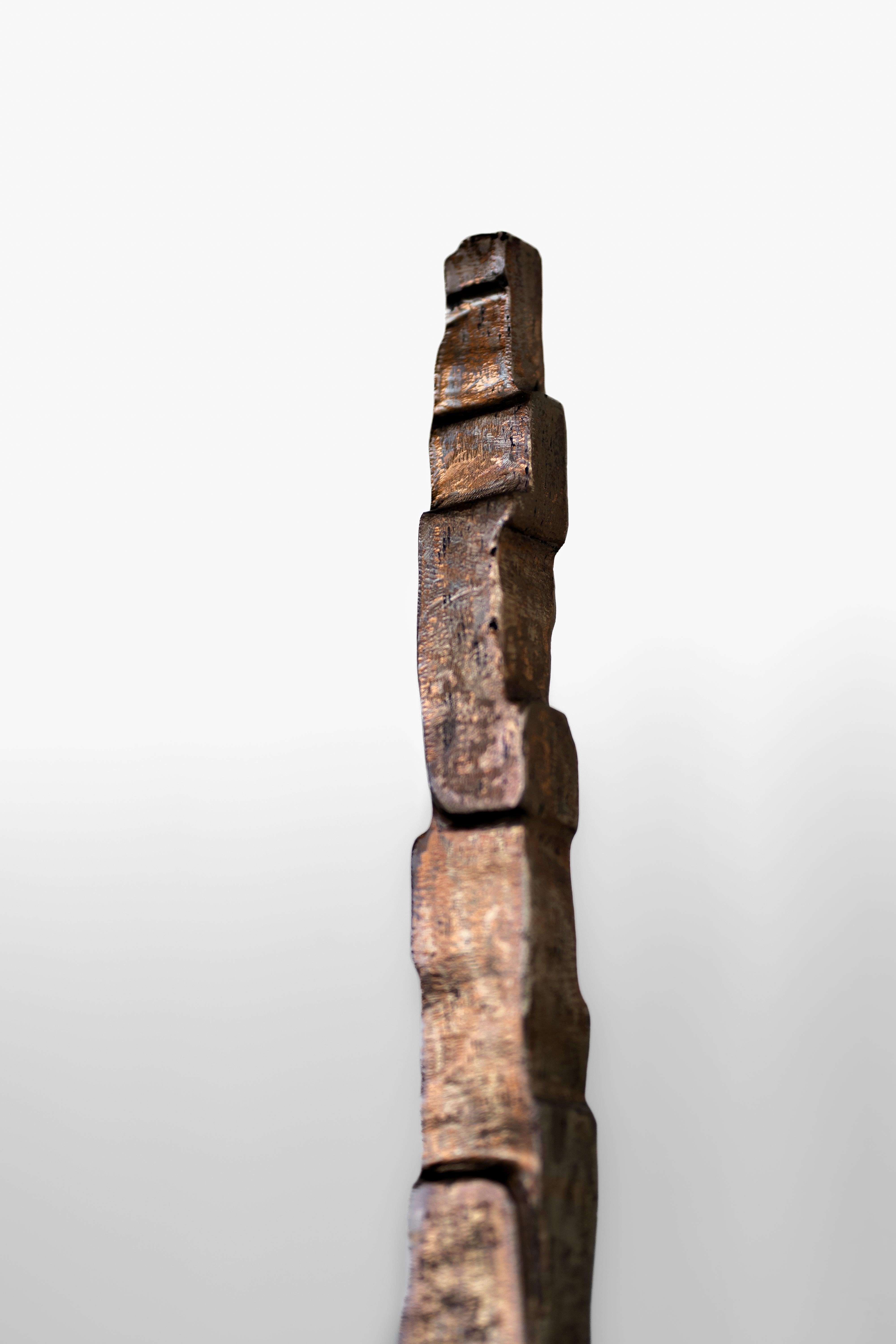 Cast and Patinated Bronze Pygos Sculpture by Eichkorn
Dimensions: W 4 x D 4 x H 29 cm
Materials: cast & patinated bronze.

Pygos is a sculpture without explanation. Raw in surface, reduced in form, it speaks through presence alone. The bronze