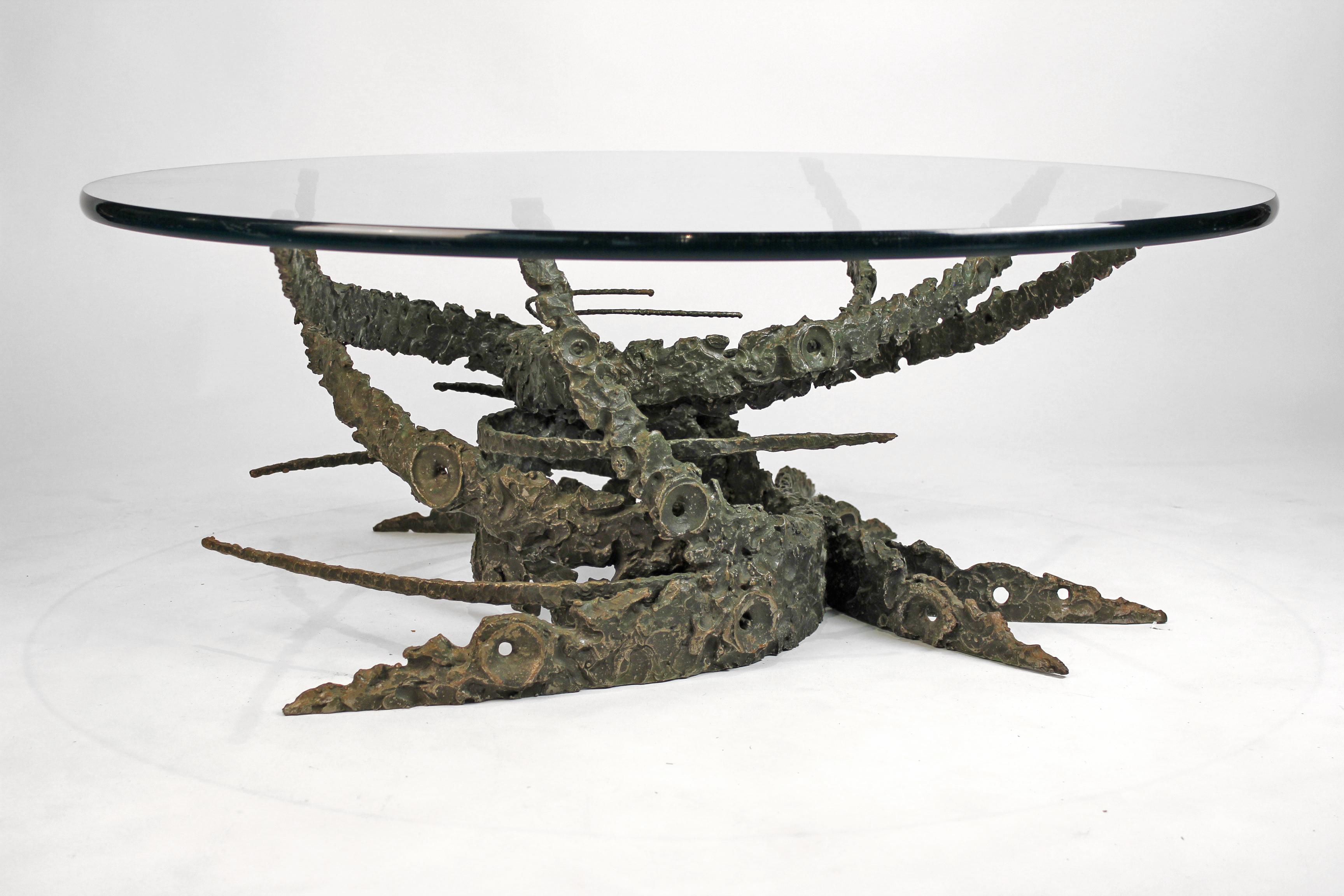 Cast and Welded Sculptural Bronze Round 'Swirl' Coffee Table by Daniel Gluck For Sale 1