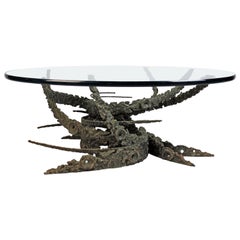 Used Cast and Welded Sculptural Bronze Round 'Swirl' Coffee Table by Daniel Gluck