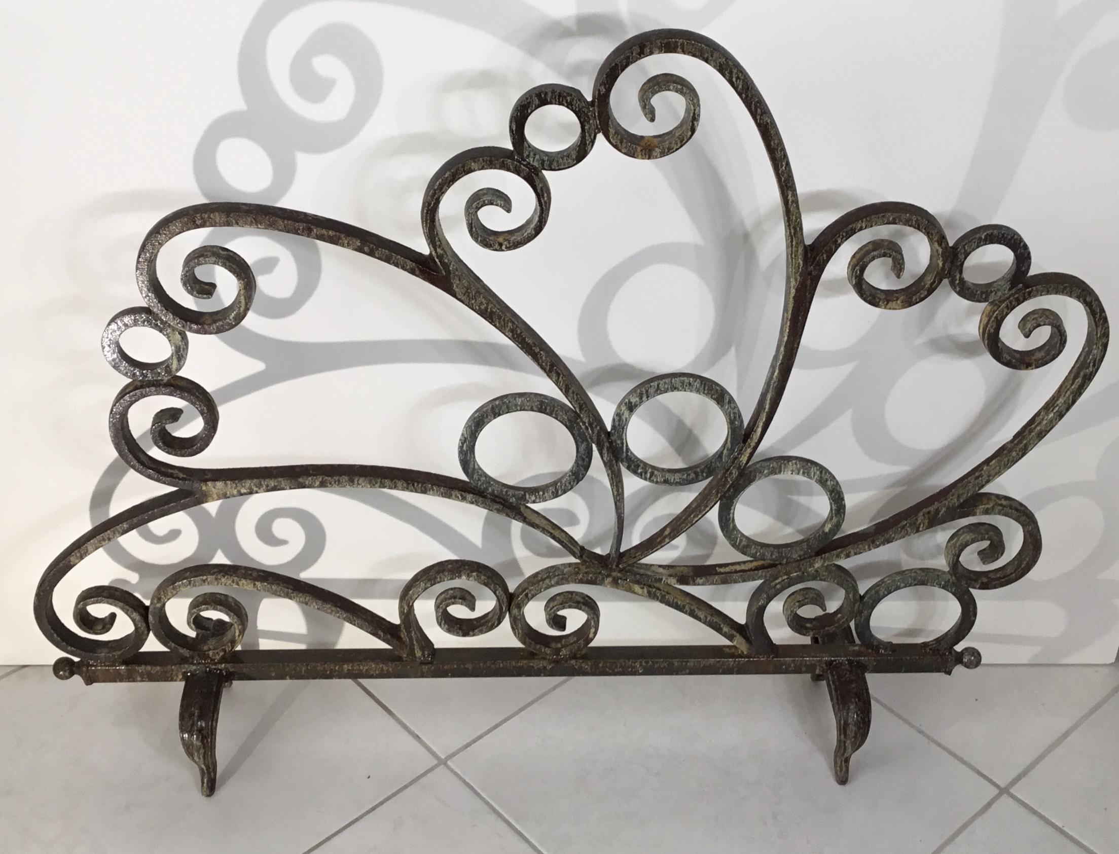American Cast and Wrought Iron Fireplace Screen