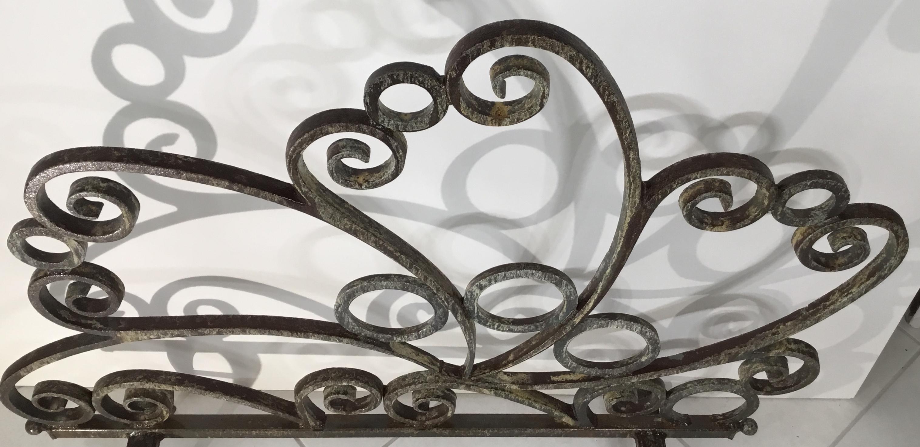 Cast and Wrought Iron Fireplace Screen In Good Condition In Delray Beach, FL