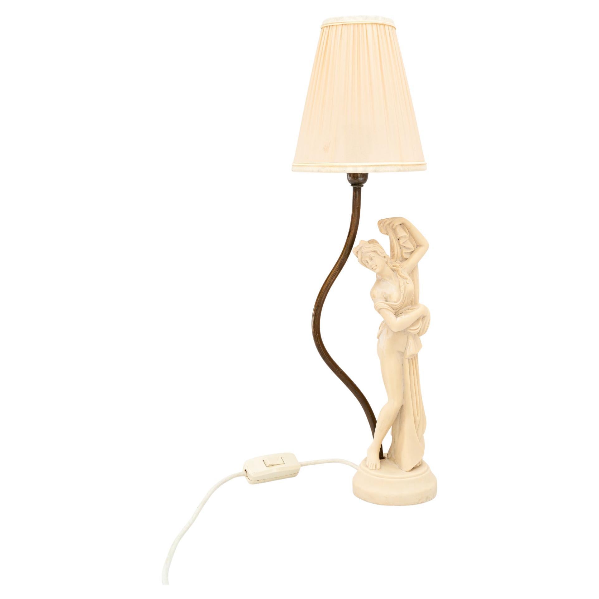 cast artificial marble table lamp with fabric shade vienna around 1960s For Sale