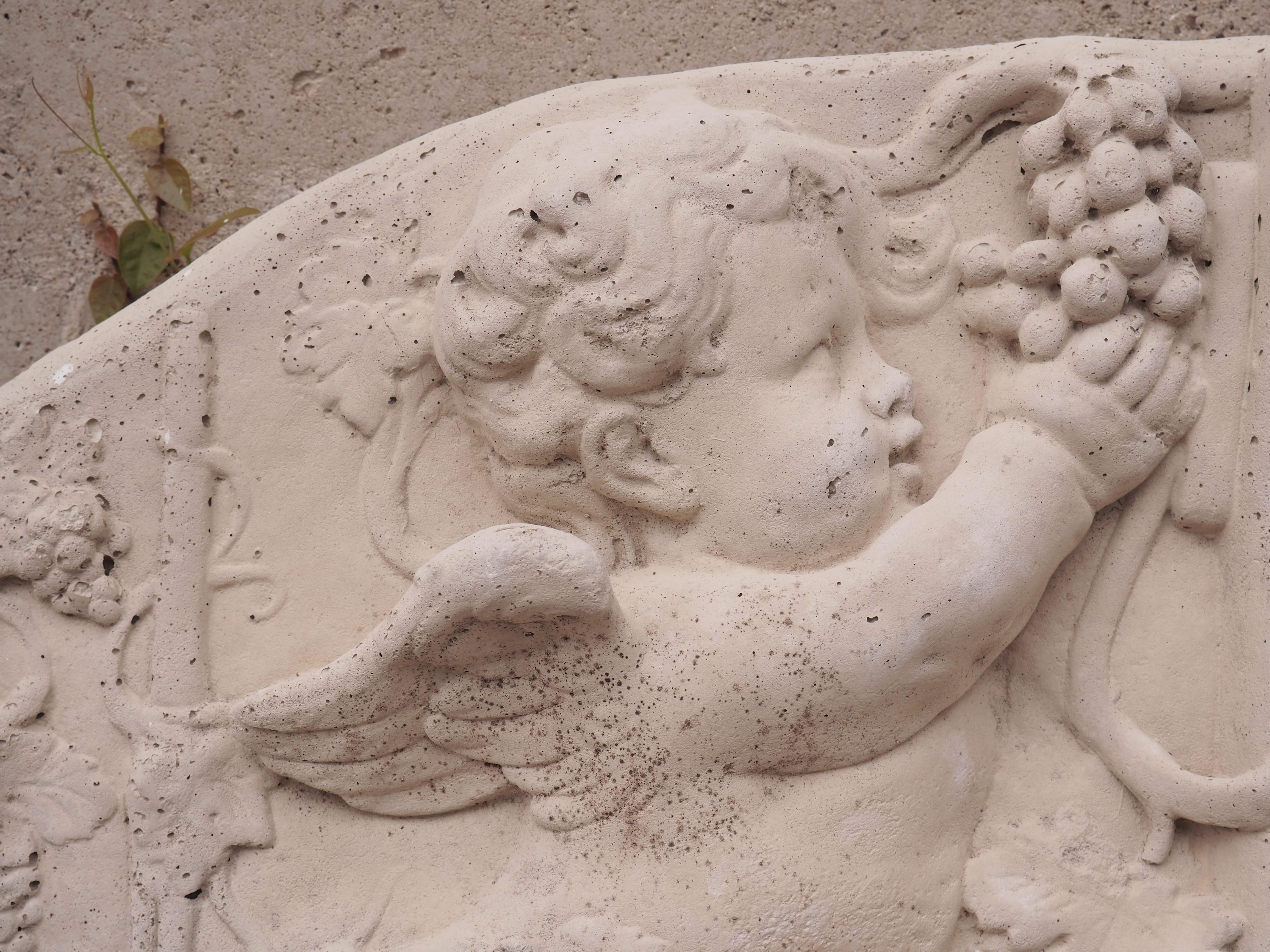 Cast Bas Relief Architectural Depicting Cherubs Making Wine, France 4