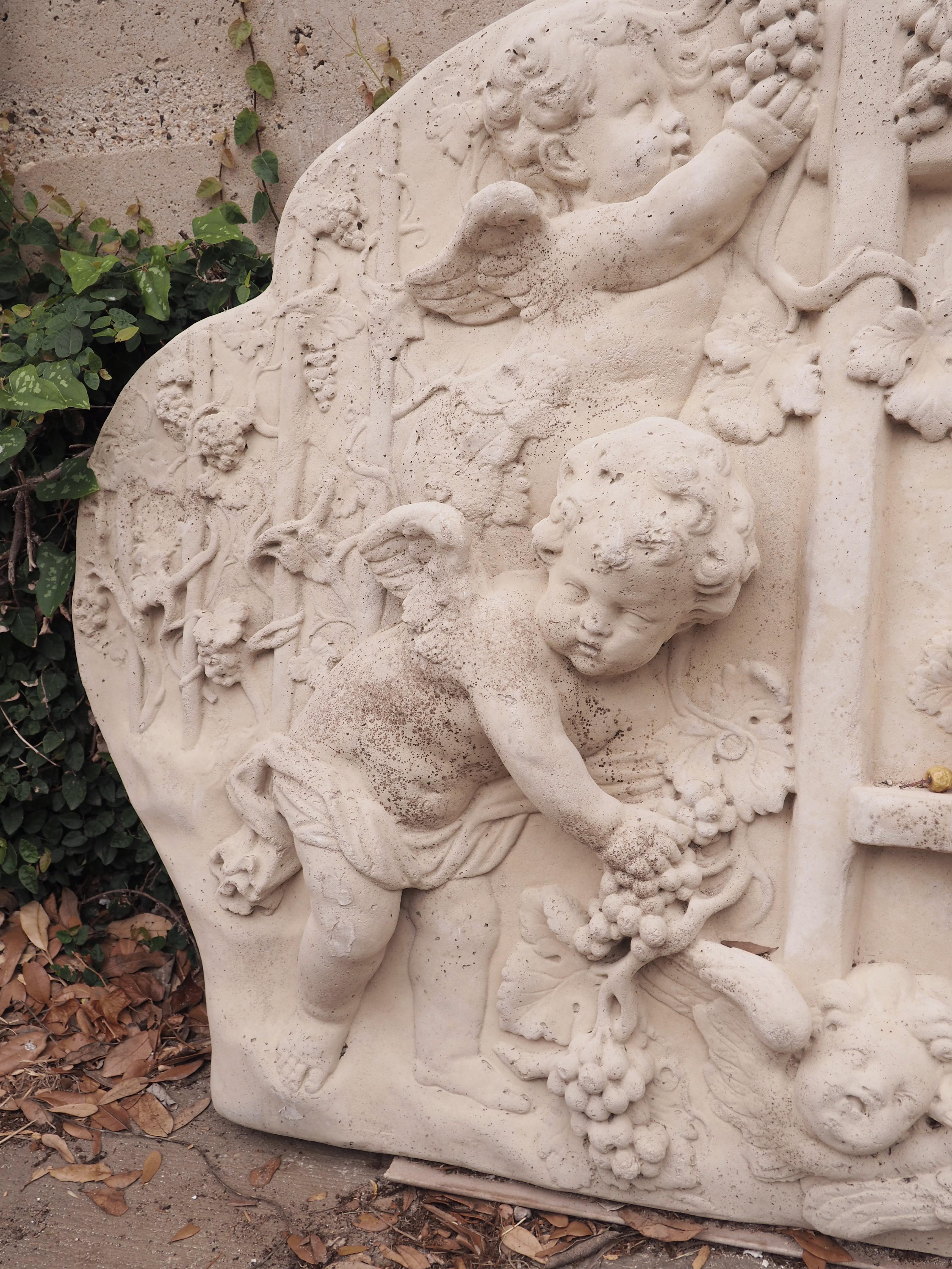 Contemporary Cast Bas Relief Architectural Depicting Cherubs Making Wine, France