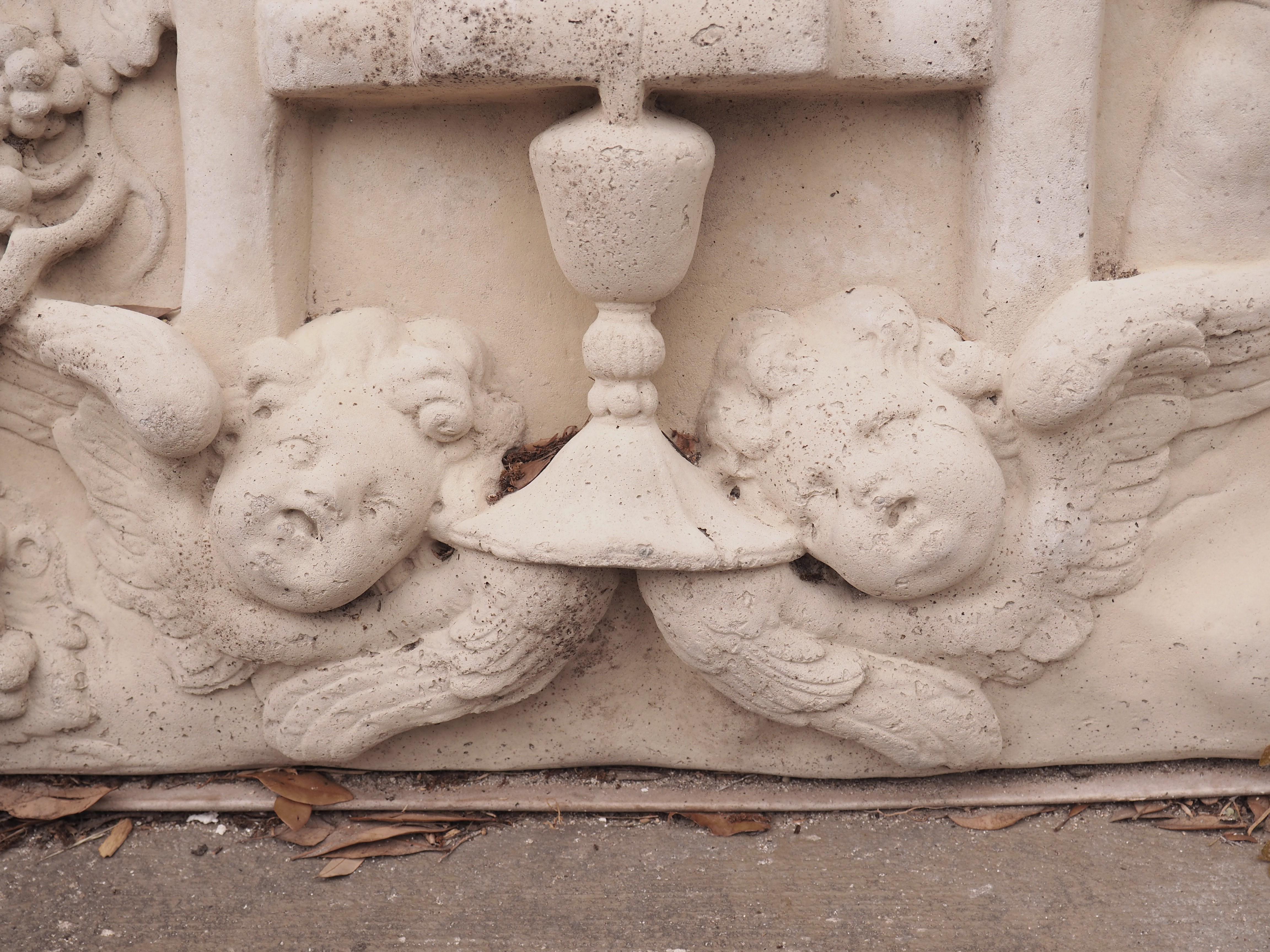 Cement Cast Bas Relief Architectural Depicting Cherubs Making Wine, France