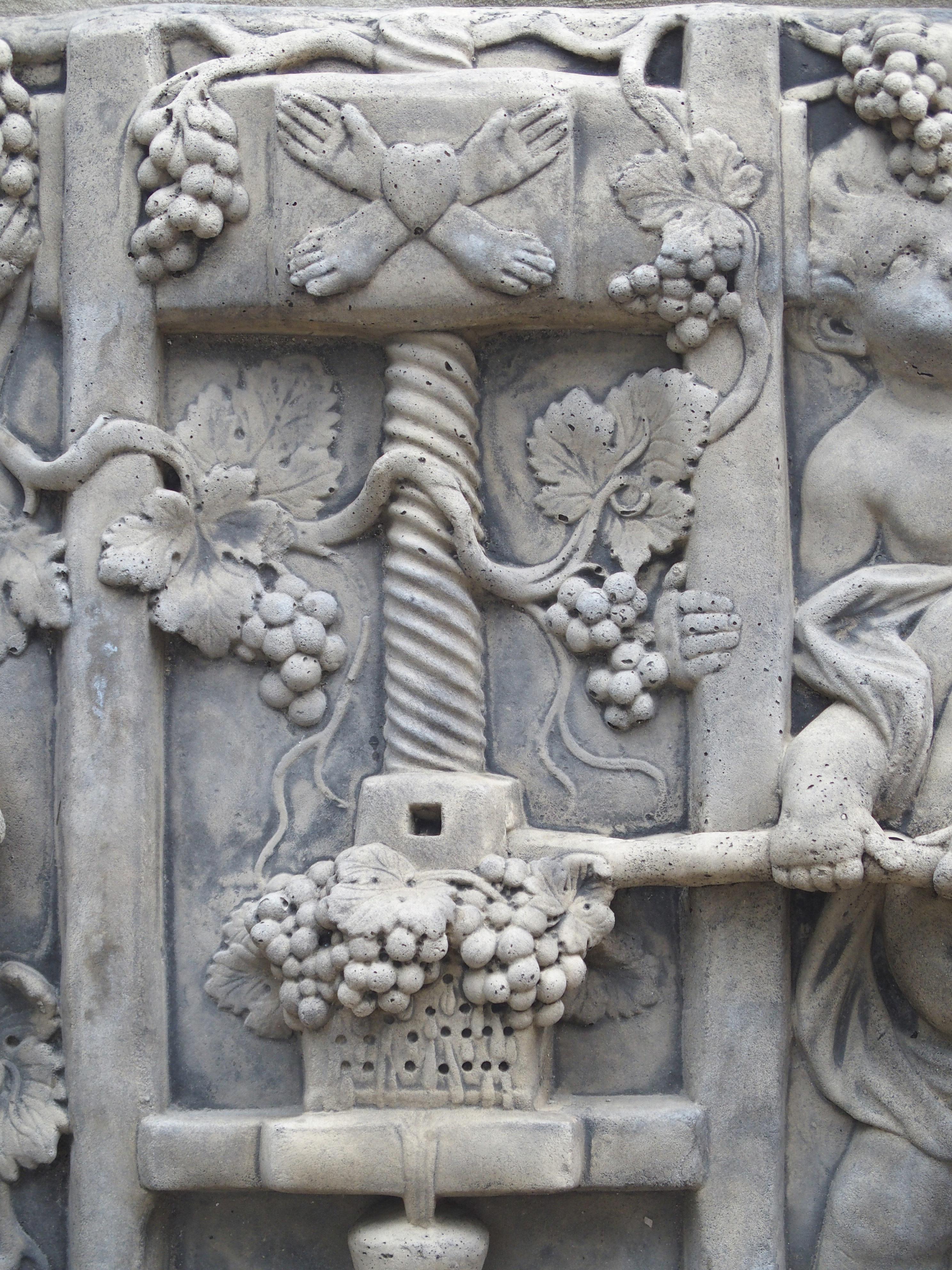 Cast Bas Relief Architectural Depicting Cherubs Making Wine, France 3
