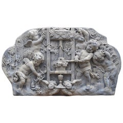 Cast Bas Relief Architectural Depicting Cherubs Making Wine, France