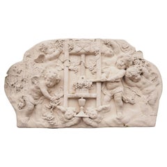 Cast Bas Relief Architectural Depicting Cherubs Making Wine, France