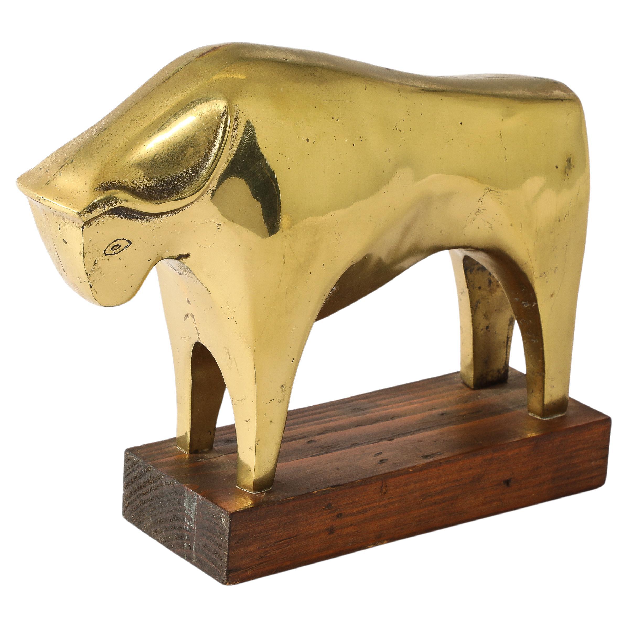 Cast Brass Abstract Ox, Korea 1960's For Sale