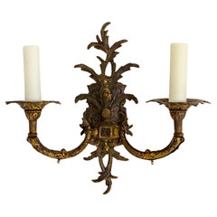 Cast Brass Acanthus Leaves 2-Light Sconce