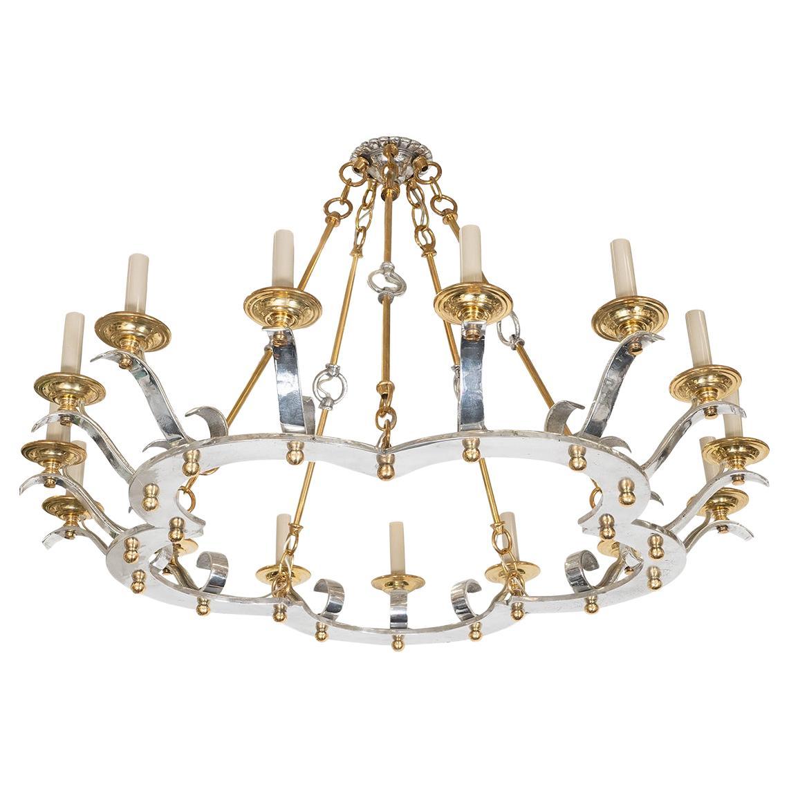 Cast Brass and Aluminum Chandelier