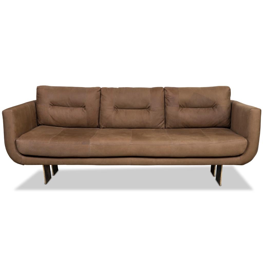 Modern Cast Brass and Leather Primal Sofa by Egg Designs For Sale