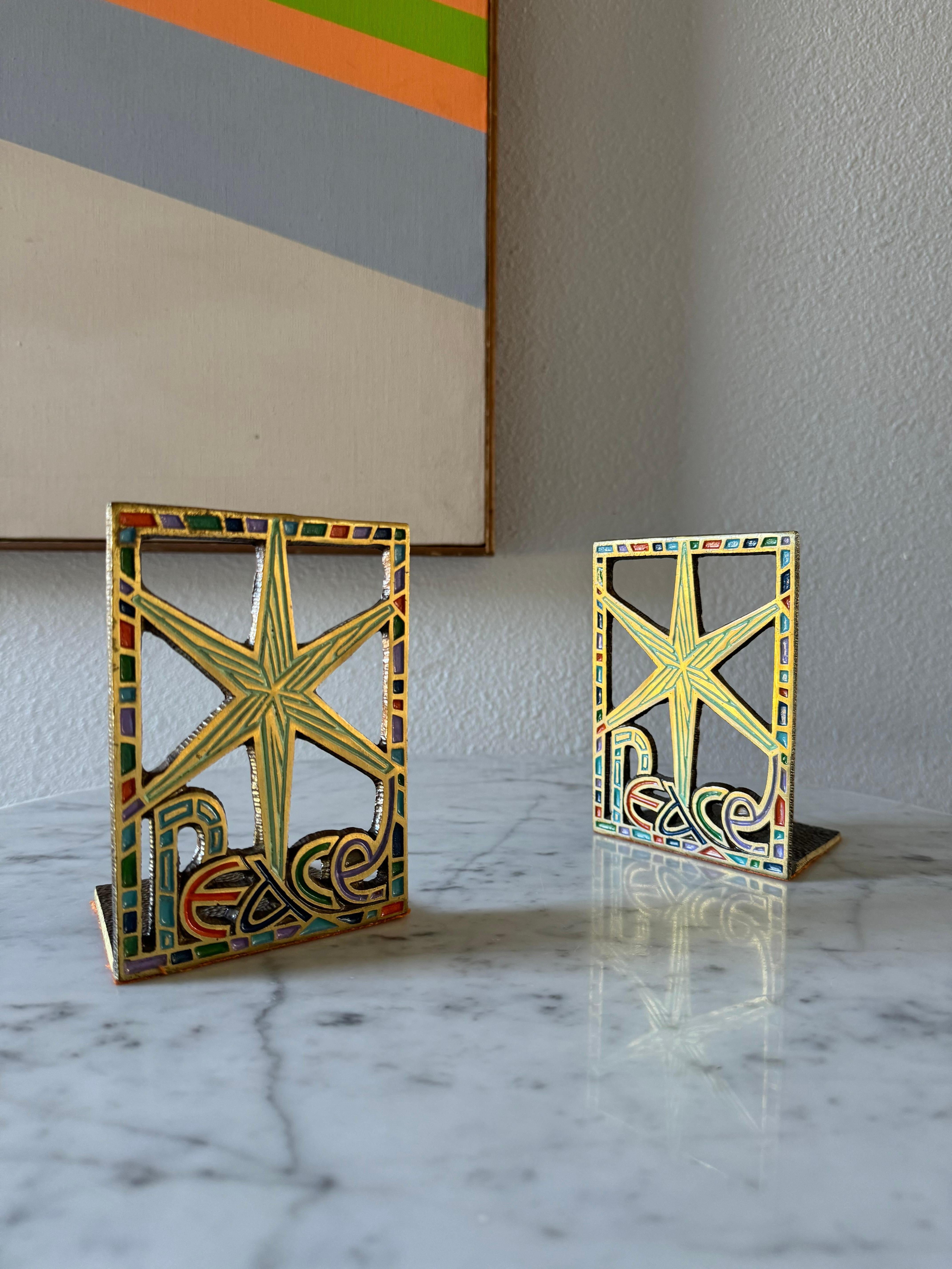 Mid-Century Modern Cast Brass Bookends, Israel 1967 For Sale