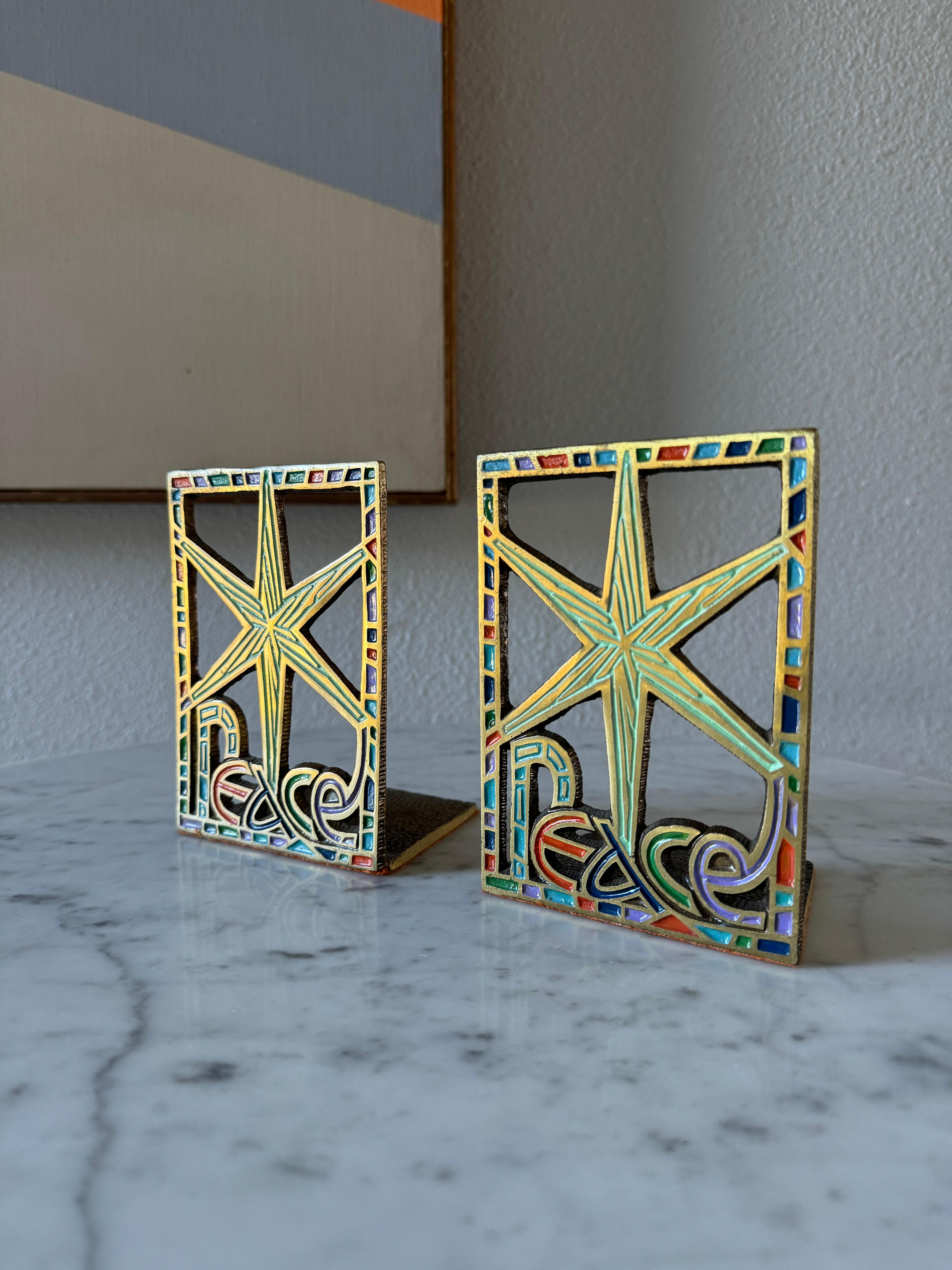 Israeli Cast Brass Bookends, Israel 1967 For Sale