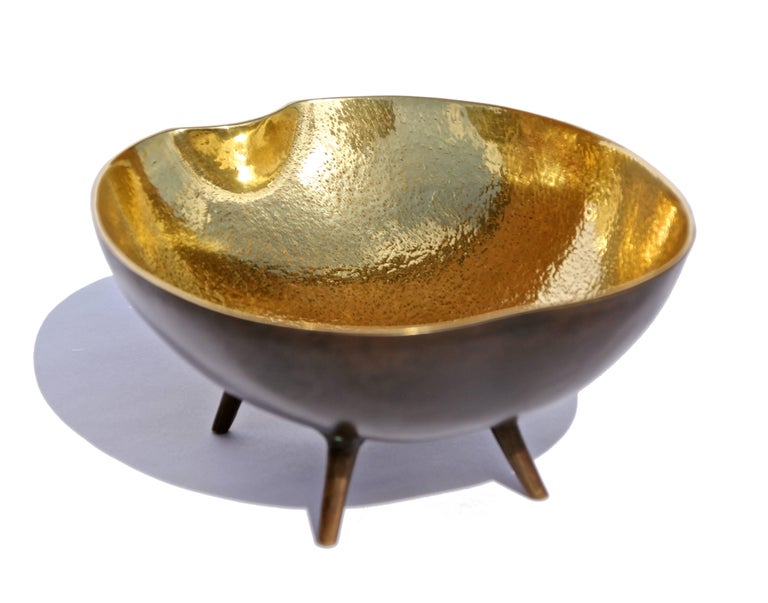 Cast Brass Bowl with Legs at 1stDibs