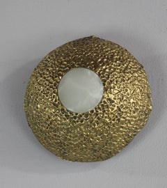 cast brass brutalist onyx wall lights