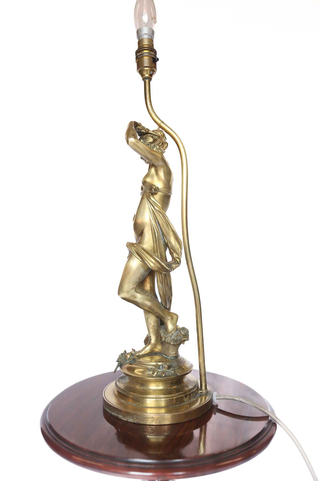 Early 20th Century Cast Brass Classical Lady Table Lamp. Grand Tour Style, circa 1920s For Sale