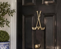 Cast Brass Double Golf Club Door Knocker, Late 20th Century